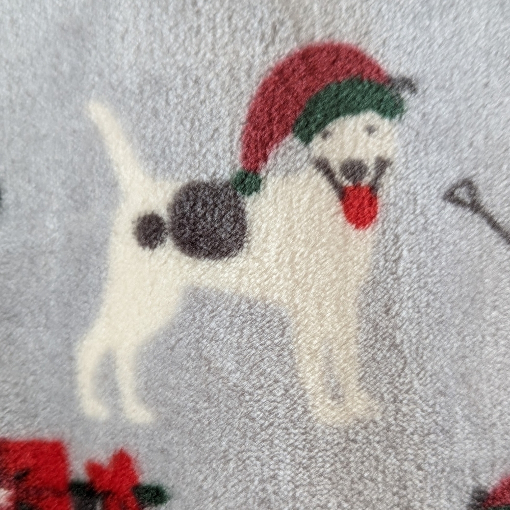 Boston Terrier Christmas Black White Dog Breed Plush Throw 50"x 70" Silver NWT - Picture 4 of 12
